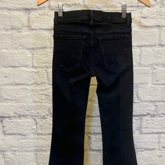 AllSaints 25 Heidi Cropped Flare Women’s Jeans Dark Indigo Blue Raw Hem Stretch - Picture 6 of 10